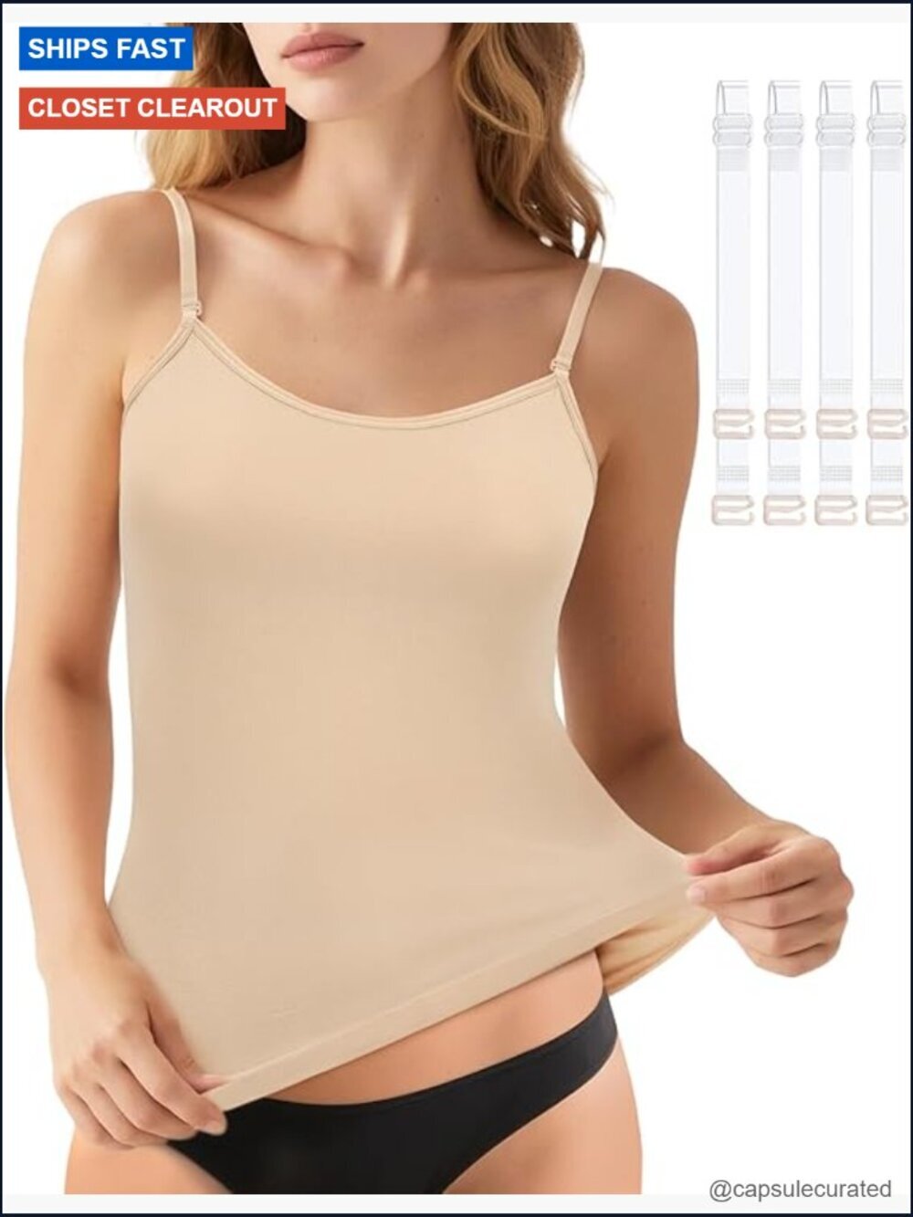 Women's Double Lined Scoop Neck Tank Top with Adjustable Straps